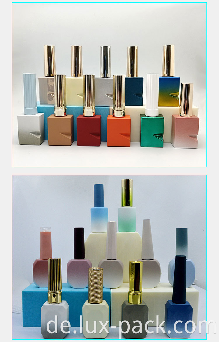 10 ml 15 ml schwarz quadratisch leerer Behälter UV Gel Farbe Nagellackglasflasche
